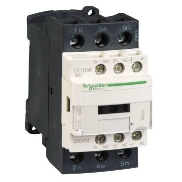 Schneider Electric - LC1D38MD - TeSys D contactor - 3P(3 NO) - AC-3 - <= 440 V 38 A - 220 V DC standard coil
