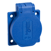 Schneider Electric - PKN51B - PratiKa socket - blue - 2P + E - 10/16 A - 250 V - French - IP54 - flush - back