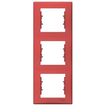 Schneider Electric - SDN5801341 - Sedna - vertical 3-gang frame - red