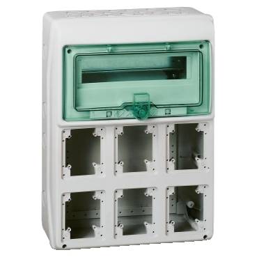 Schneider Electric - 13156 - Kaedra - for plug and socket - 6 openings - 1 x 12 modules - 1 terminal block