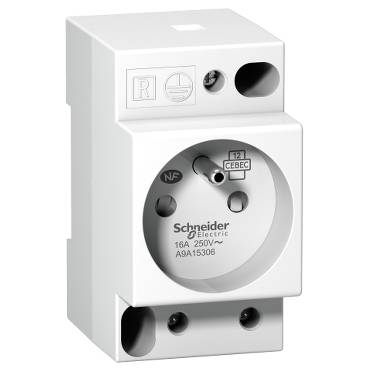 Schneider Electric - A9A15306 - DIN socket iPC - 2P+E - 16A - 250VAC - NFC 15100 - french std