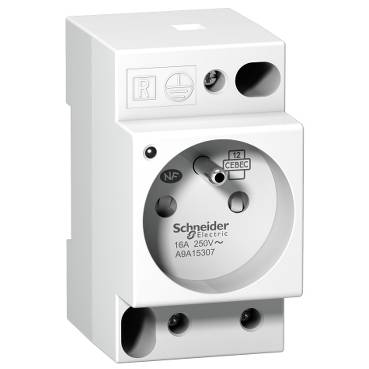 Schneider Electric - A9A15307 - DIN socket iPC -2P+E -16A-250VAC-NFC15100 -french std-with volt.pres.indic.light
