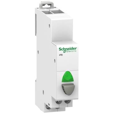 Schneider Electric - A9E18036 - Acti9 iPB buton gri 1ND - indicator luminos verde 110-230Vca