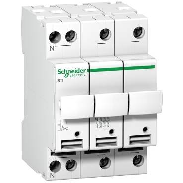 Schneider Electric - A9N15657 - Acti 9 - fuse-disconnector STI - 3 poles + N - 10 A - for fuse 8.5 x 31.5 mm