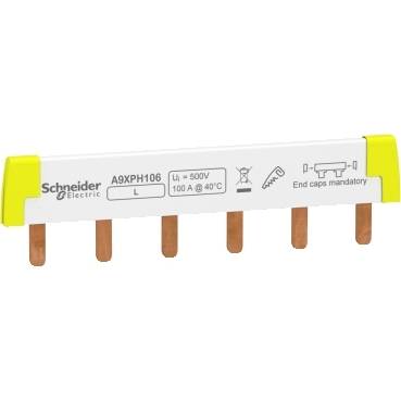 Schneider Electric - A9XPH106 - Acti 9 - comb busbar - 1L - 18 mm pitch - 6 modules - 100A