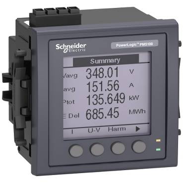 Schneider Electric - METSEPM5100 - PM5100 powermeter w/o modbus - upto 15th H - 1DO 33alarms - flush mount