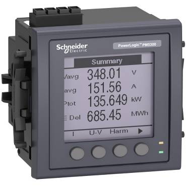 Schneider Electric - METSEPM5310 - PM5310 powermeter w modbus - upto 31st H - 256K 2DI/2DO 35alarms - flush mount