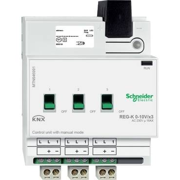 Schneider Electric - MTN646991 - Control unit 0-10 V REG-K/3-gang with manual mode, light grey