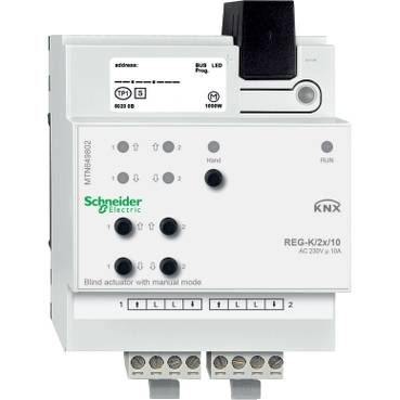 Schneider Electric - MTN649802 - Blind actuator REG-K/2x/10 with manual mode, light grey