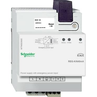 Schneider Electric - MTN683890 - Sursa KNX REG-K/640 mA cu intrare de urgenta, gri deschis