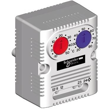 Schneider Electric - NSYCCOTHD - ClimaSys CC - double thermostat 250V - range of temperature 0Ã¯Â¿Â½60gradeC - 1NO/NC - gradeC