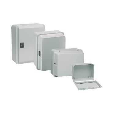 Schneider Electric - NSYDBN2520 - Metal industrial box - low plain cover - H256xW206xD93 - IP55 - grey RAL 7035