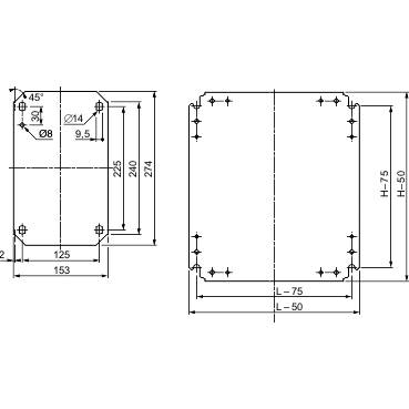 Schneider Electric - NSYMM128 - Plain mounting plate H1200xW800mm made of galvanised sheet steel