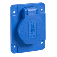 Schneider Electric - PKN61B - PratiKa socket - blue - 2P + E - 10/16 A - 250 V - French - IP54 - flush - back
