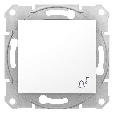 Schneider Electric - SDN0800121 - Sedna - 1pole pushbutton - 10A bell symbol, without frame white