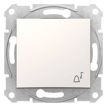 Schneider Electric - SDN0800123 - Sedna - 1pole pushbutton - 10A bell symbol, without frame cream
