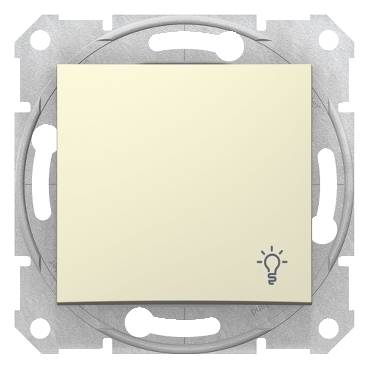 Schneider Electric - SDN0900147 - Sedna - 1pole pushbutton - 10A light symbol, without frame beige