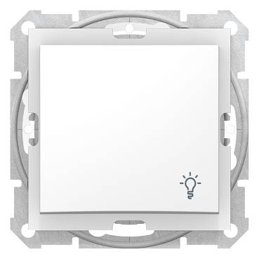 Schneider Electric - SDN0900321 - Sedna - buton monopolar - 10AX simbol lumina, IP44 fara rama alb