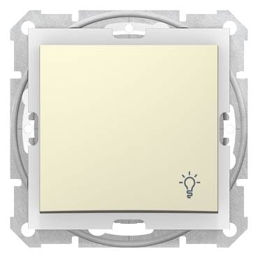 Schneider Electric - SDN0900347 - Sedna - 1pole pushbutton - 10A light symbol, IP44 without frame beige