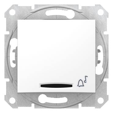 Schneider Electric - SDN1600421 - Sedna - 1pole pushbutton - 10A locator light, bell symbol, without frame white