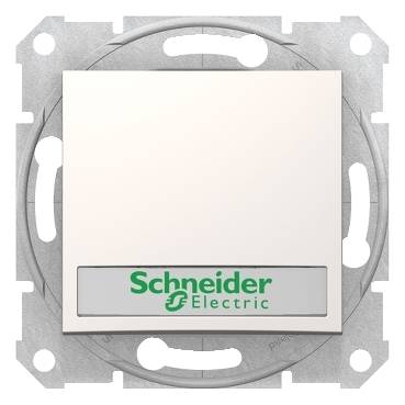 Schneider Electric - SDN1700423 - Sedna - 1pole pushbutton - 10A 12V~ label, locator light, without frame cream
