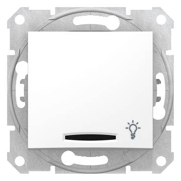 Schneider Electric - SDN1800121 - Sedna - 1pole pushbutton - 10A locator light, light symbol, without frame white
