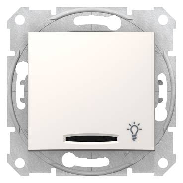 Schneider Electric - SDN1800123 - Sedna - 1pole pushbutton - 10A locator light, light symbol, without frame cream