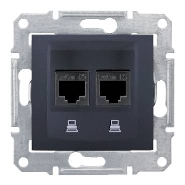 Schneider Electric - SDN4400170 - Sedna - double data outlet - RJ45 cat.5e UTP without frame graphite