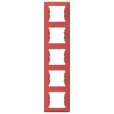 Schneider Electric - SDN5801541 - Sedna - vertical 5-gang frame - red