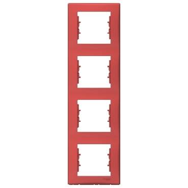 Schneider Electric - SDN5802041 - Sedna - vertical 4-gang frame - red