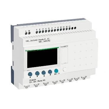 Schneider Electric - SR2B201FU - releu intel. comp. Zelio Logic -20 I O -100...240 V c.a. -cu ceas -cu afisaj