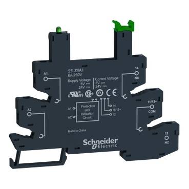 Schneider Electric - SSLZVA1 - soclu SSL - 6 A - 5/24 V cc- clema cu surub - pentru releu SSL