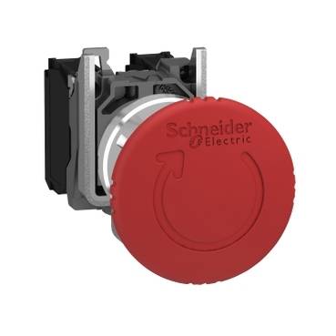 Schneider Electric - XB4BS8444 - cap diam.40 buton oprire de urgenta diam.22 rosu, declans. si bloc. prin intoarcere 2NC (multiplu comanda: 5 buc)