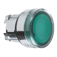 Schneider Electric - ZB4BW33 - cap de buton ilum. incastrat verde diam. 22, revenire cu arc, pt. becuri BA9s