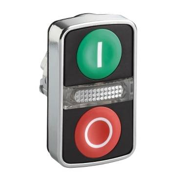 Schneider Electric - ZB4BW7A3741 - buton cu cap dublu luminos verde incastrat/rosu incastrat diam.22 cu marcaj