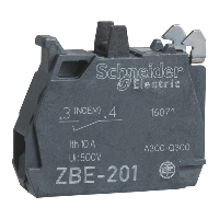 Schneider Electric - ZBE1016P - bloc contacte simplu pt. cap diam.22, borna clema cu surub, praf de aur 1 NO