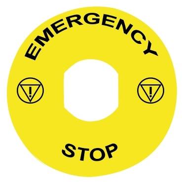 Schneider Electric - ZBY8330 - legenda marcata diam. 90 pentru buton de oprire de urgenta - EMERGENCY STOP (multiplu comanda: 10 buc)